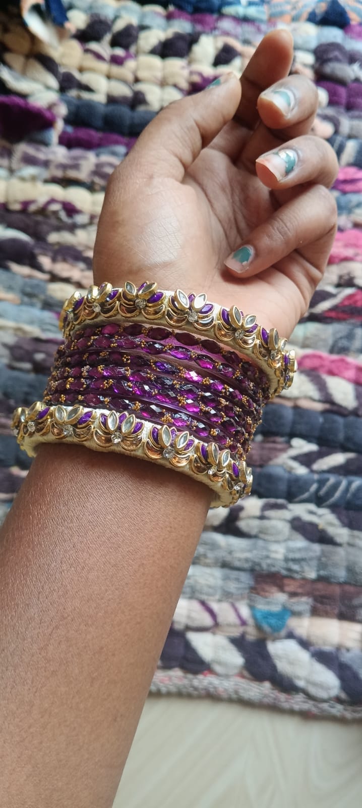 Royal Purple Crystal Bridal Bangles Set